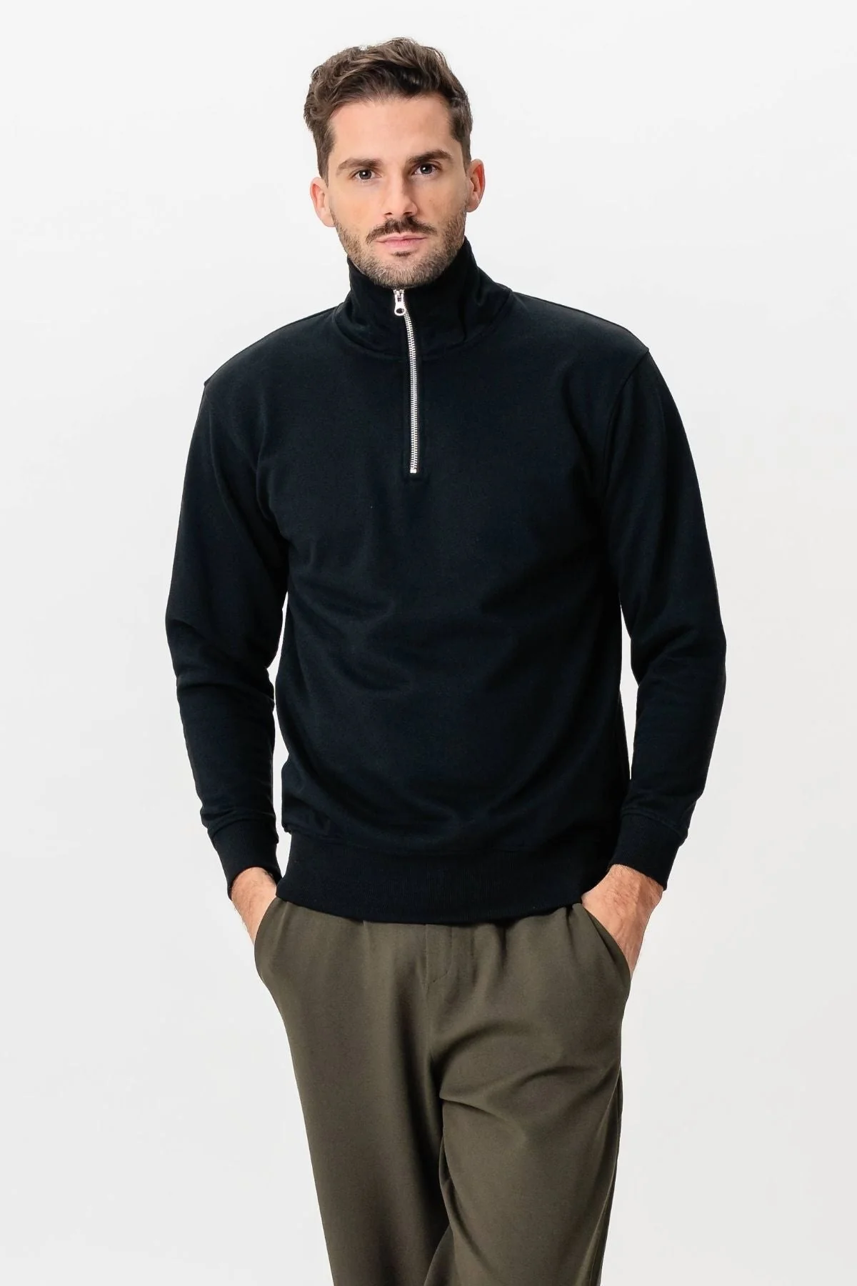 Sudadera media zip - negro - Imagen 4