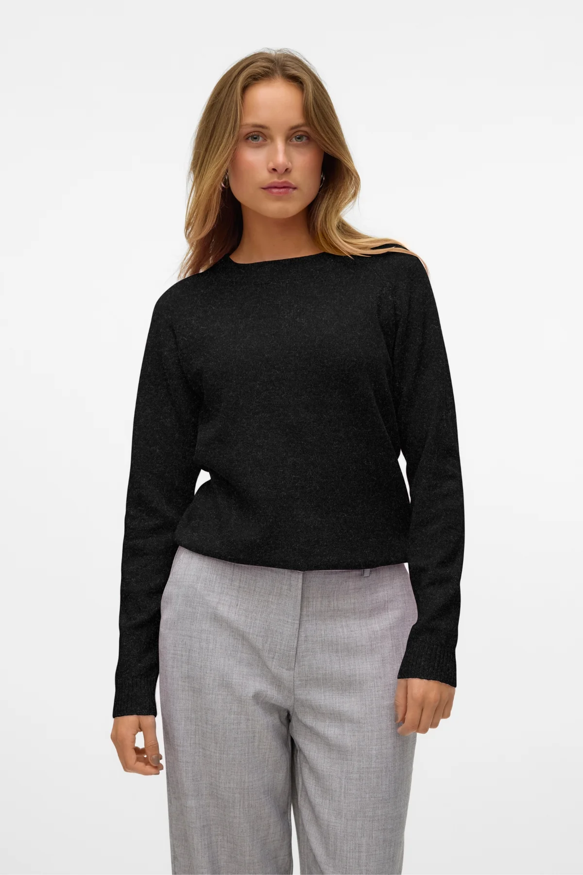 Blusa Doffy con cuello redondo - Negro Melange - Imagen 3