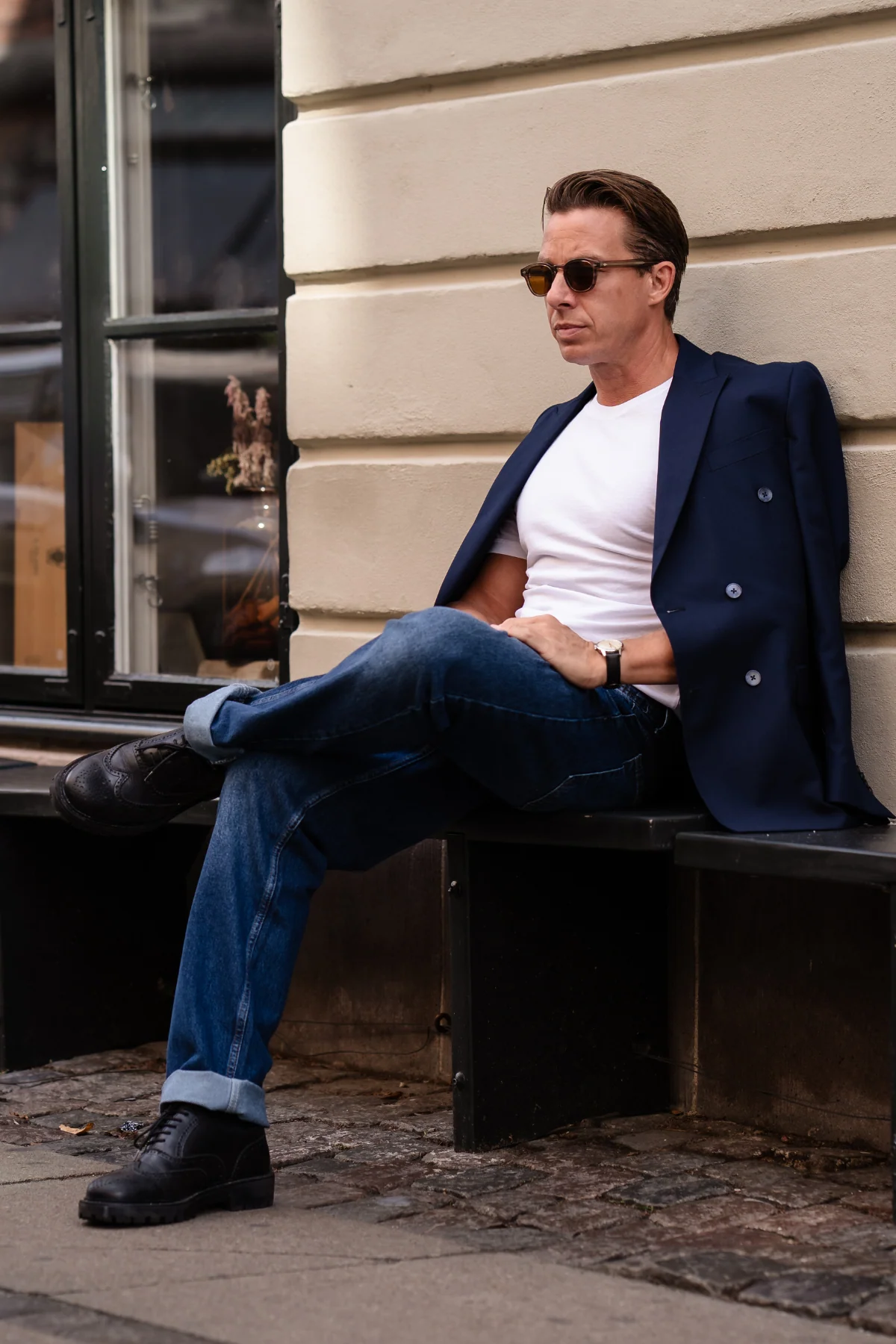 Premium Blazer de doble pecho - Marina - Imagen 4