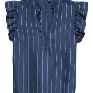 Top Odette con cuello en V - Denim oscuro / Blanco