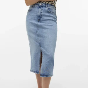 Falda natalie midi - mezclilla azul claro