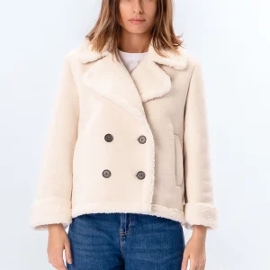 Abrigo corto de piel de oveja - Tiza