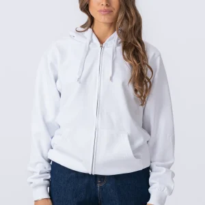 Basic Sudadera con capucha zip - blanca
