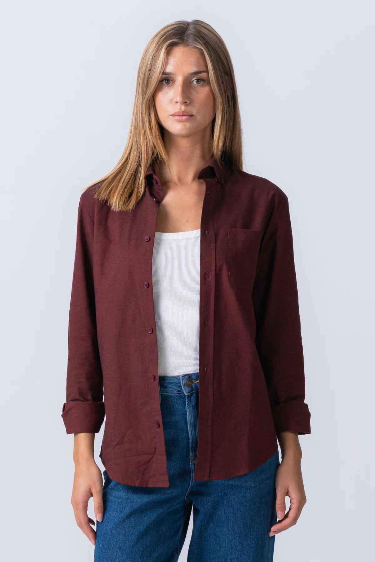 Boyfriend Oxford Shirt - Borgoña