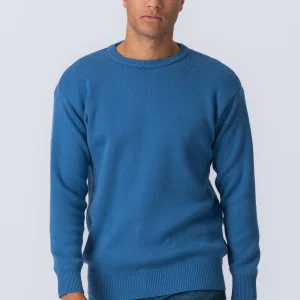 Suéter de punto de la tripulación - azul