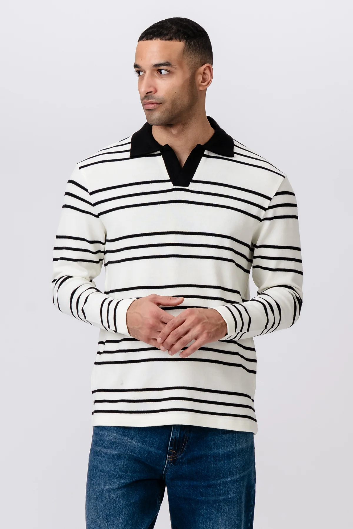 Polo de manga larga a rayas - Crudo
