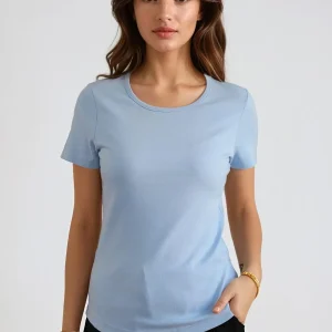 Basic Camiseta apretada - azul claro