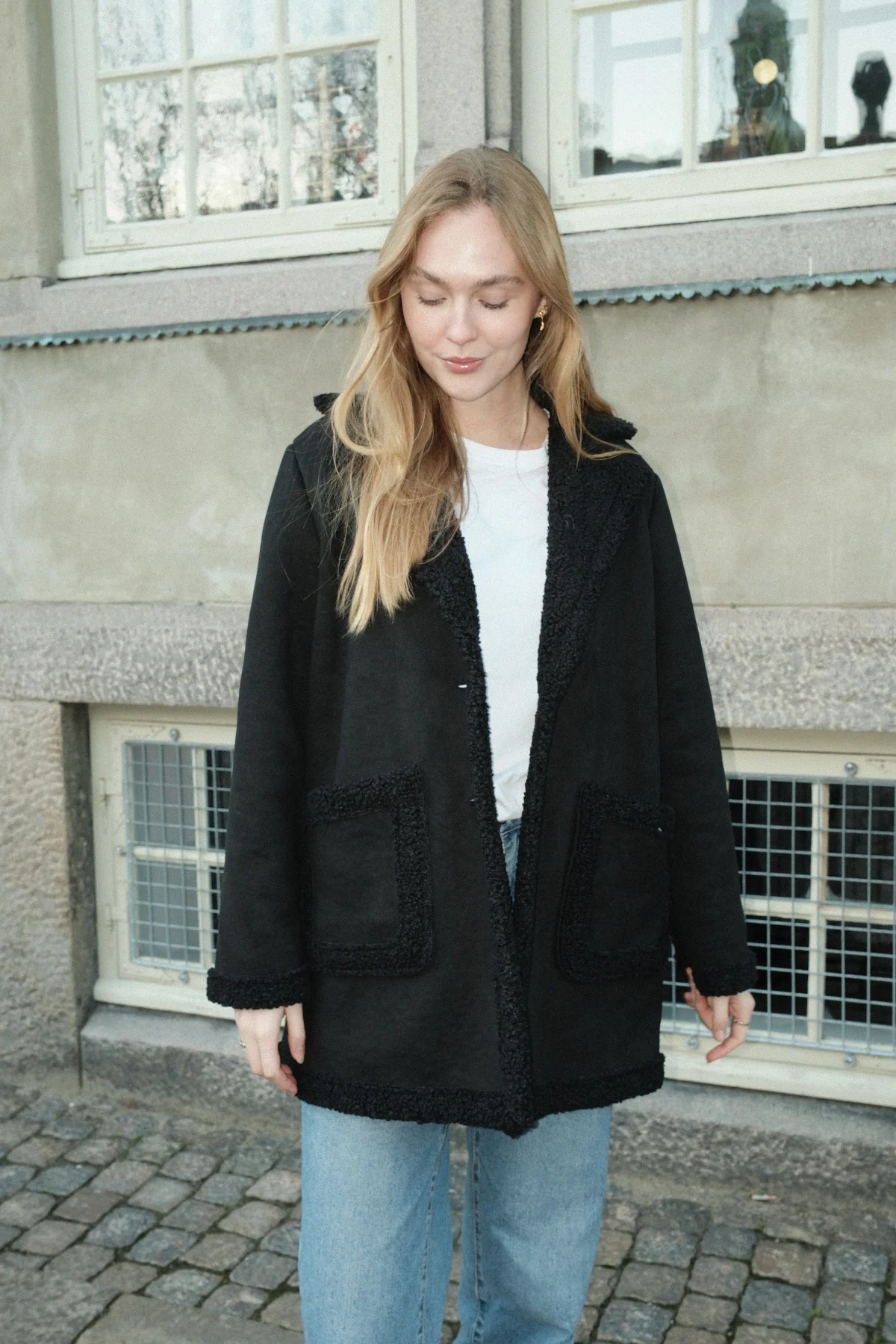 Abrigo Shearling - Negro - Imagen 5