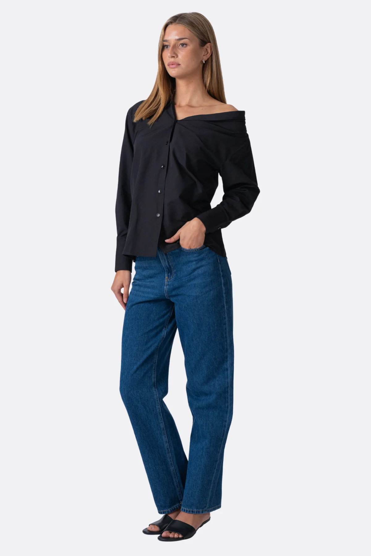 Serena Oversized Camisa - Negro - Imagen 3