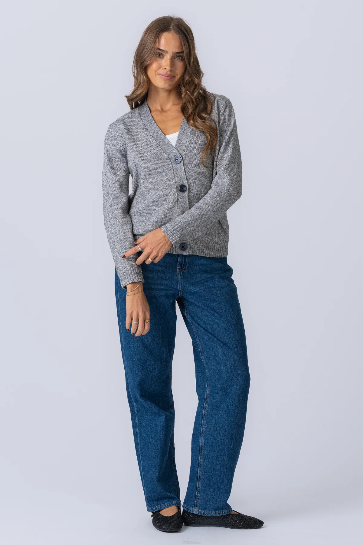 Cárdigan tejido - Melange gris claro - Imagen 5