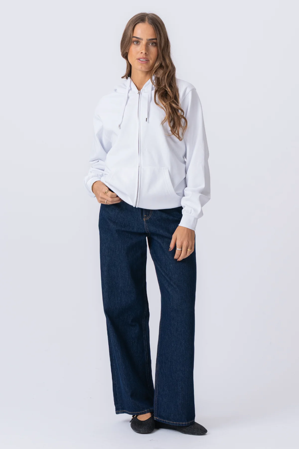 Basic Sudadera con capucha zip - blanca - Imagen 4