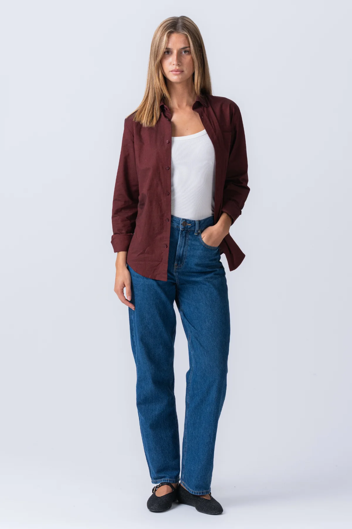 Boyfriend Oxford Shirt - Borgoña - Imagen 5