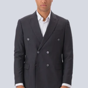 Premium Blazer de doble pecho-Grey-Brown