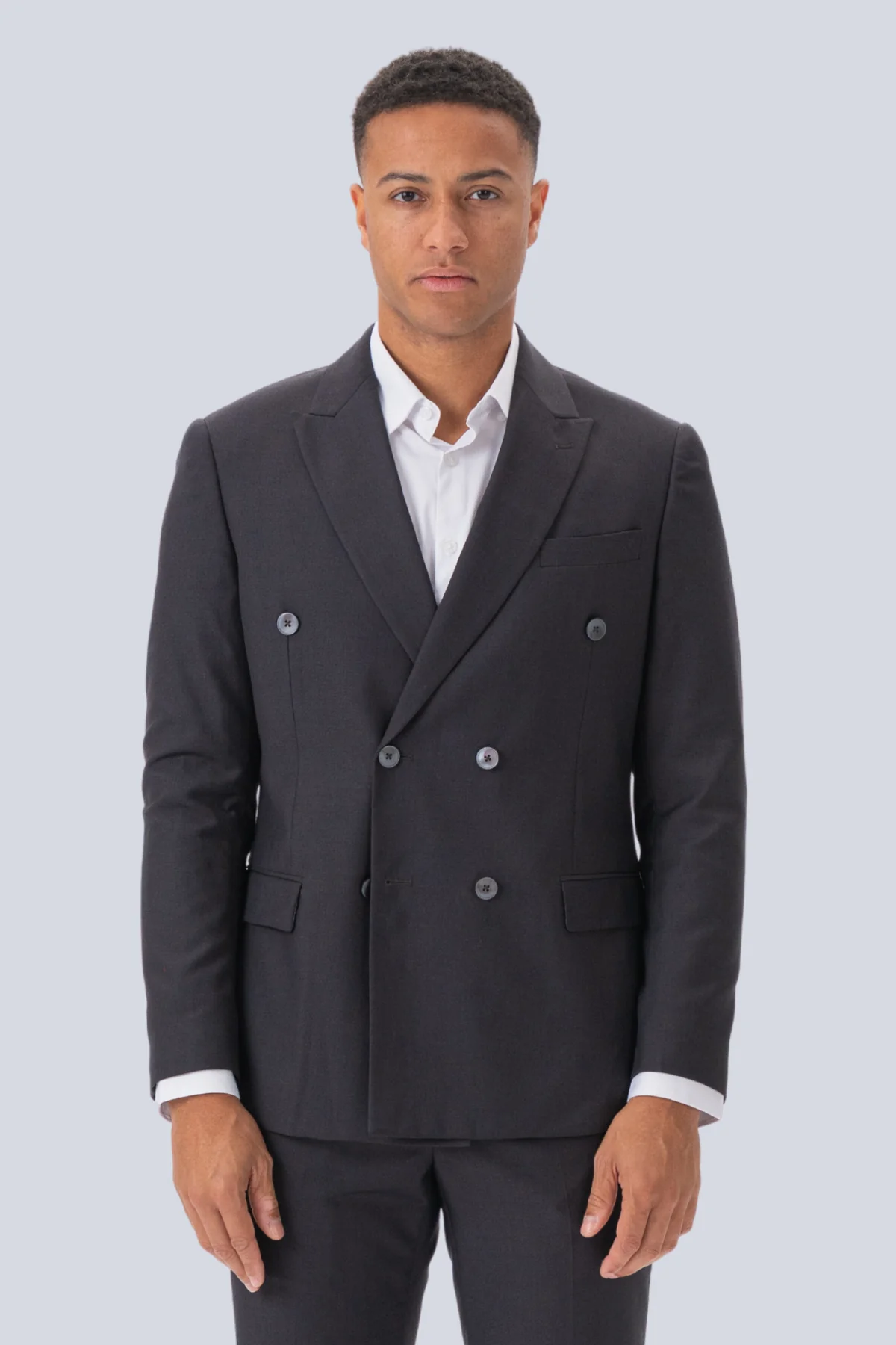 Premium Blazer de doble pecho-Grey-Brown