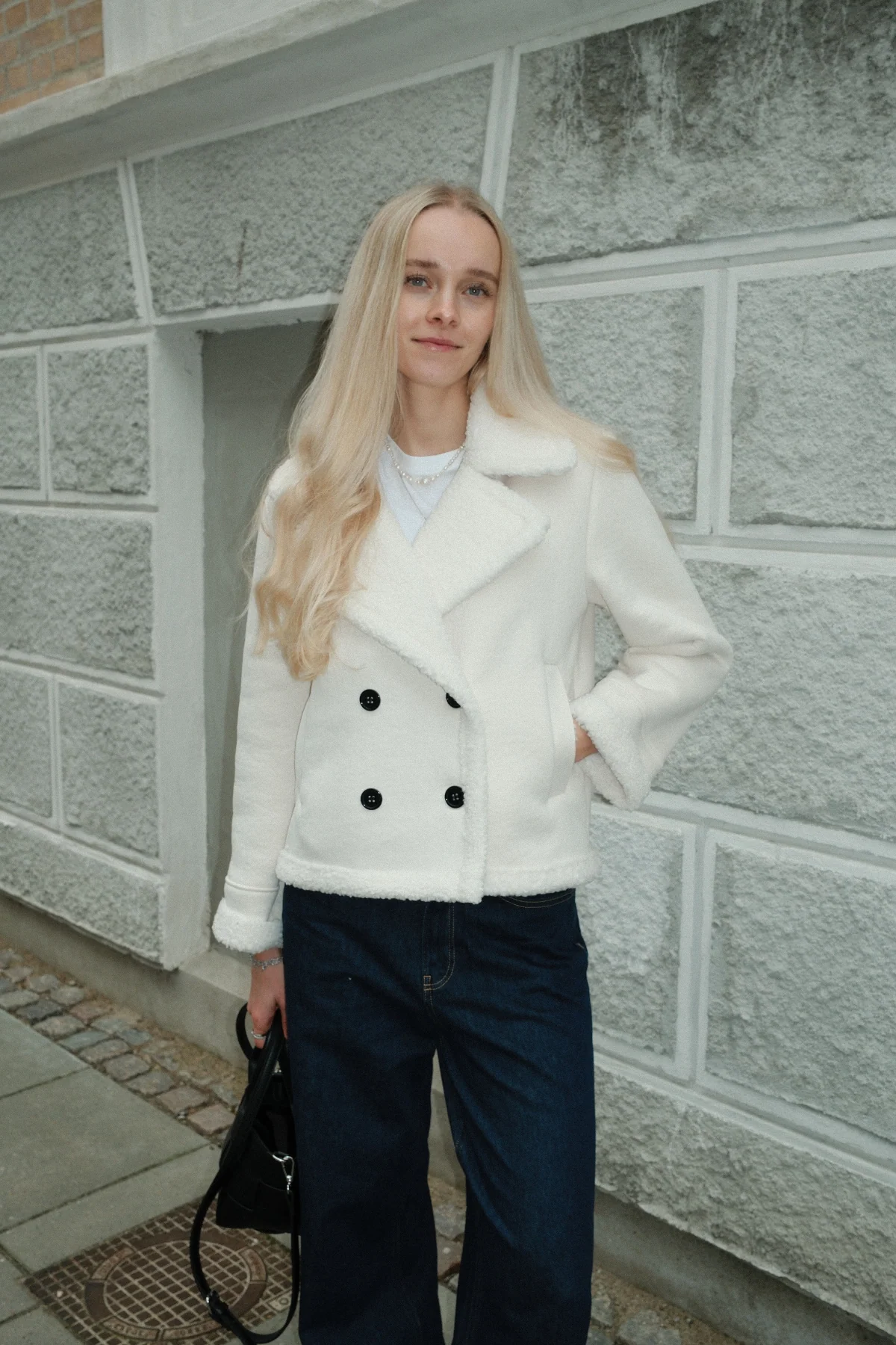 Abrigo corto de piel de oveja - Tiza - Imagen 5