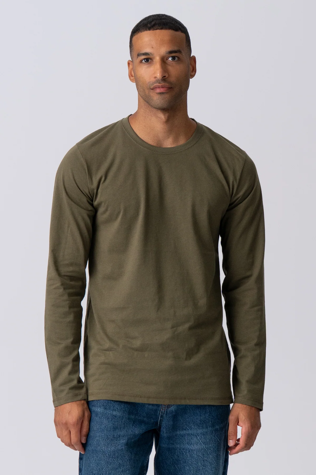 Camiseta básica de manga larga-Green del ejército