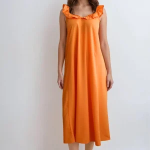 Vestido de Zora Midi - Orange Sun