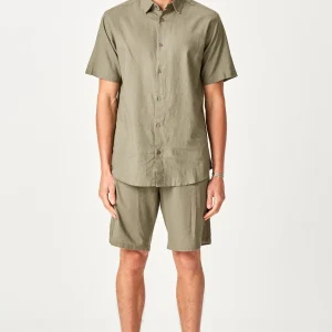 Conjunto de lino Camisa de manga corta + lino Shorts - Ejército (paquete de oferta)