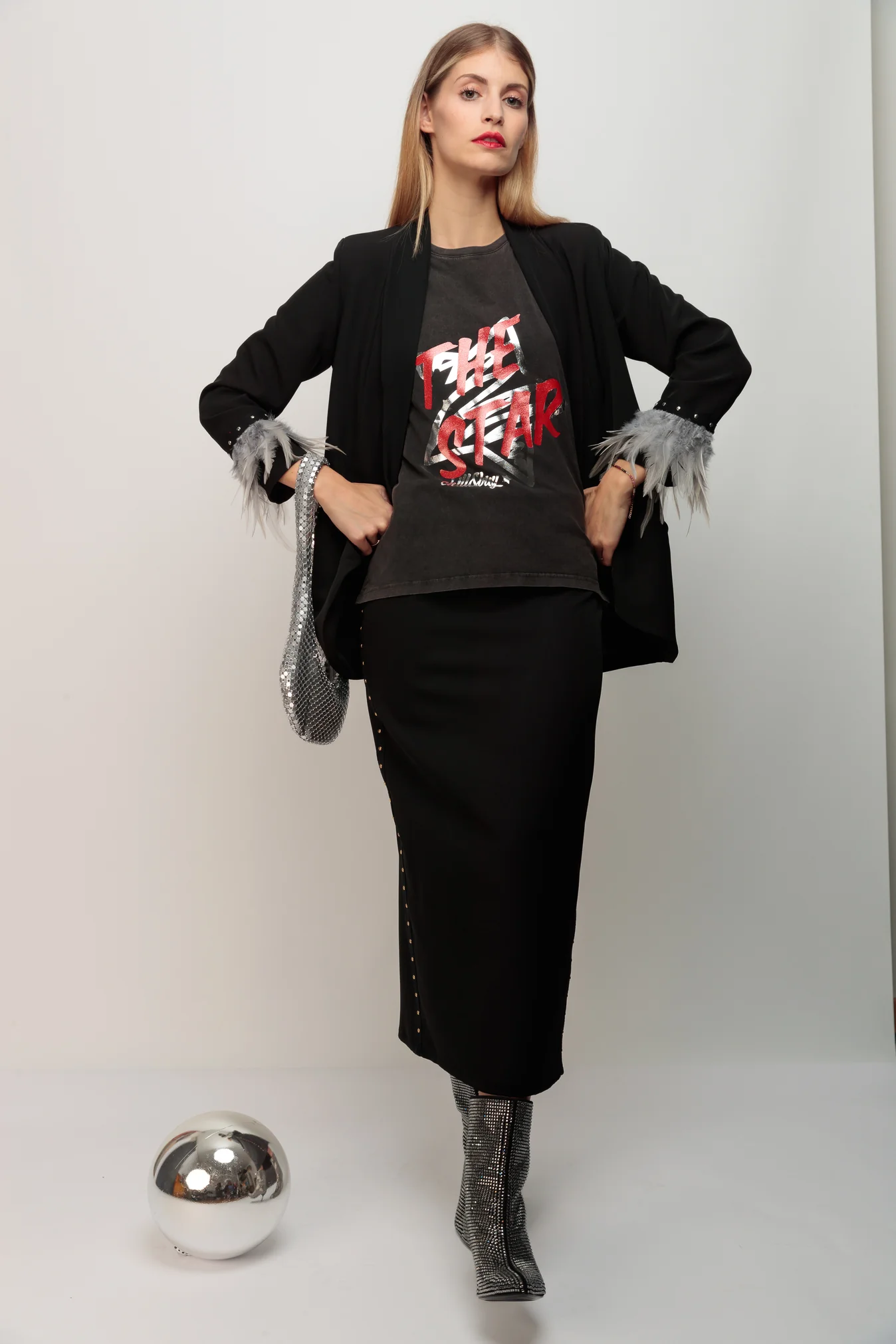 Blazer Smoking Plumas Gris - Imagen 3