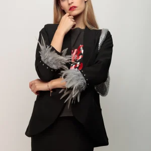 Blazer Smoking Plumas Gris