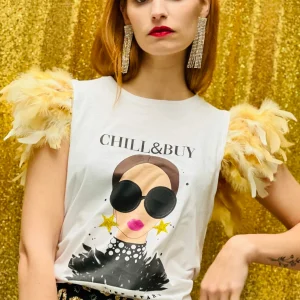 Camiseta Plumas Oro Shine