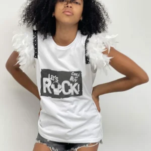 Camiseta Plumas Cascos Rock Plata