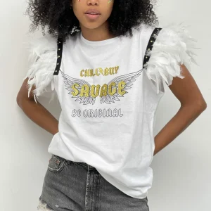 Camiseta Plumas Savage Dorado