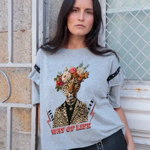 Camiseta Over Tigre Flores