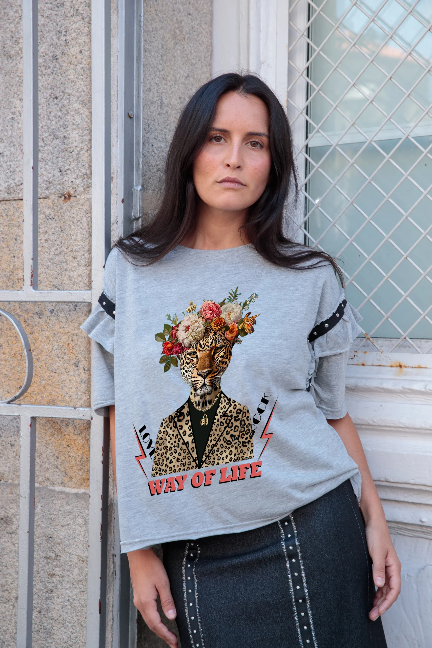 Camiseta Over Tigre Flores