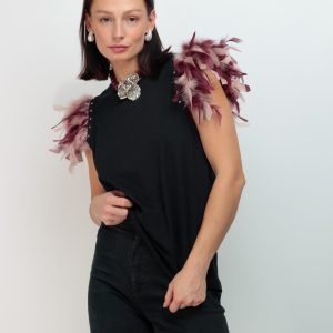 Camiseta Plumas Burgundy Mix