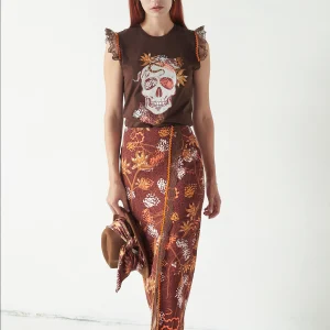 Camiseta Lace Skull Floral