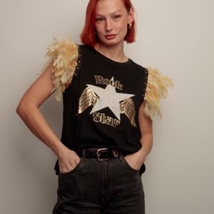 Camiseta Plumas Rock Star