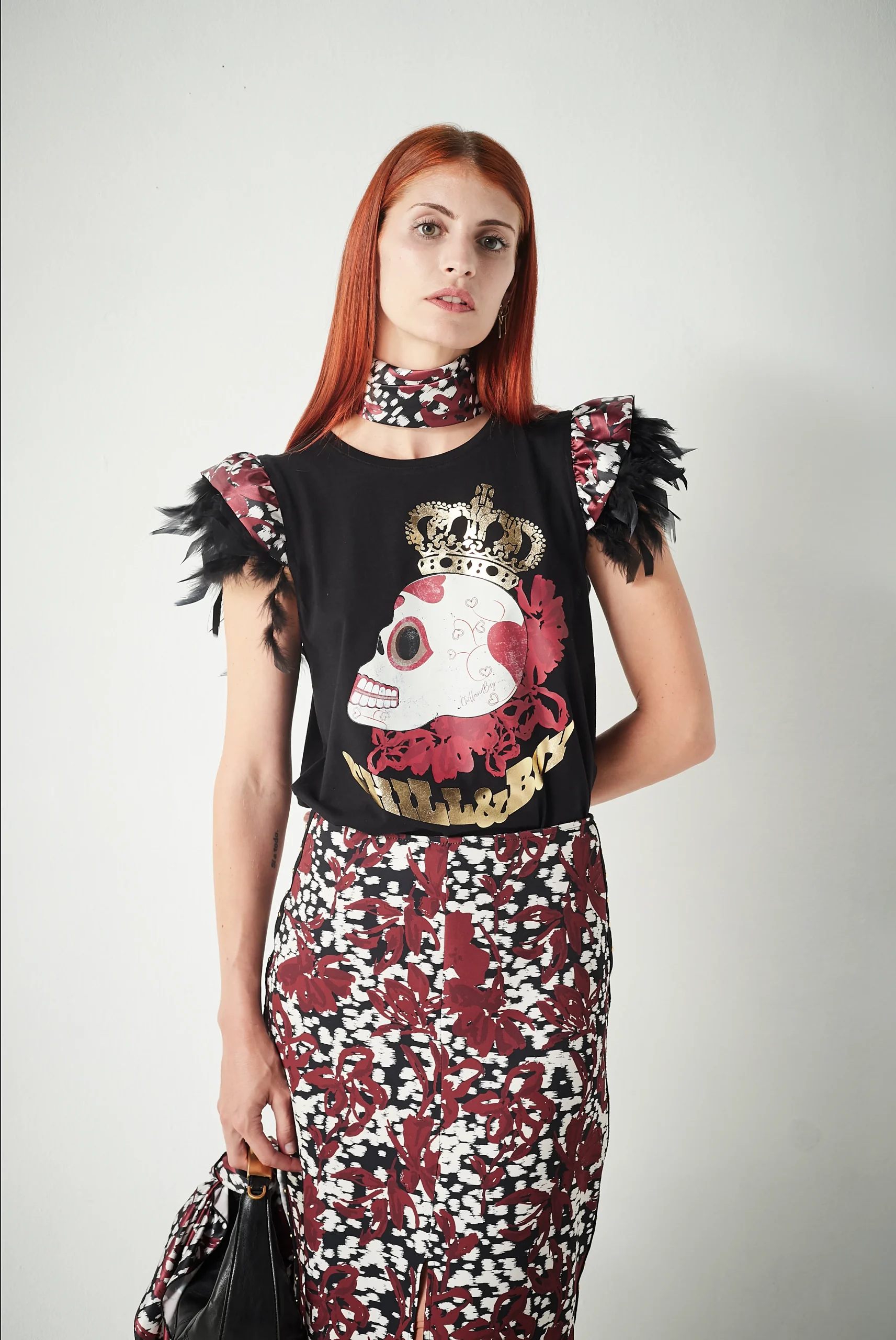Camiseta Minivolante Plumas Skull