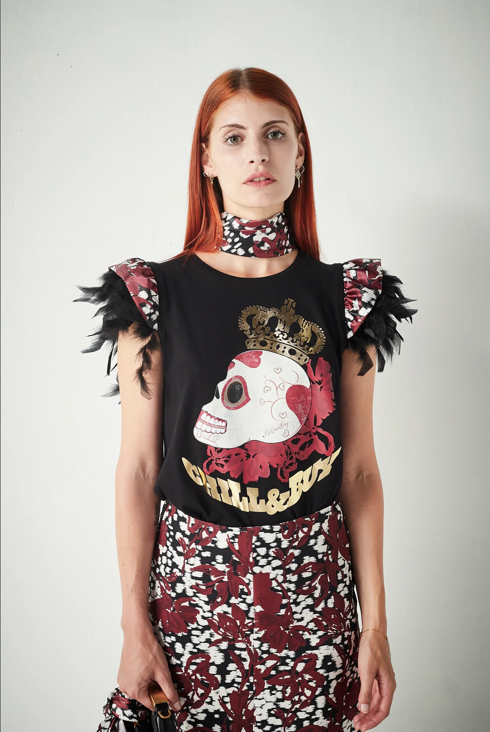 Camiseta Minivolante Plumas Skull - Imagen 3