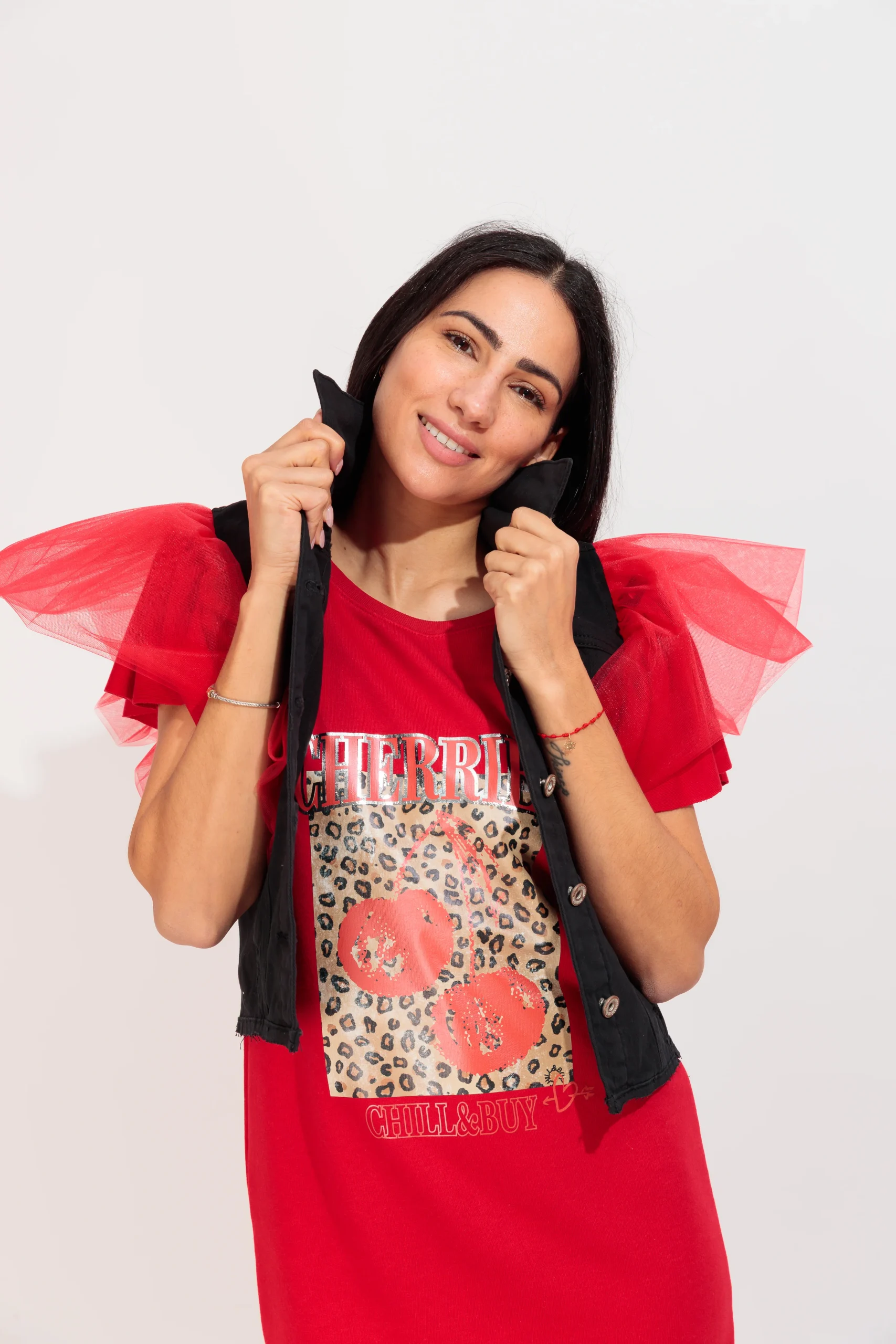 Chaleco Volantes Cherries