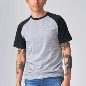 Camiseta básica de Raglan-gris negro-luz