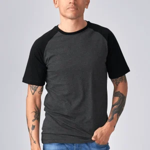 Camiseta básica de Raglan-Black-Dark Grey