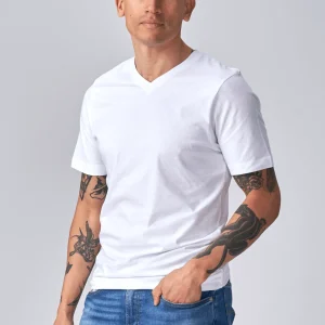 Basic Camiseta con cuello de pico - Blanco