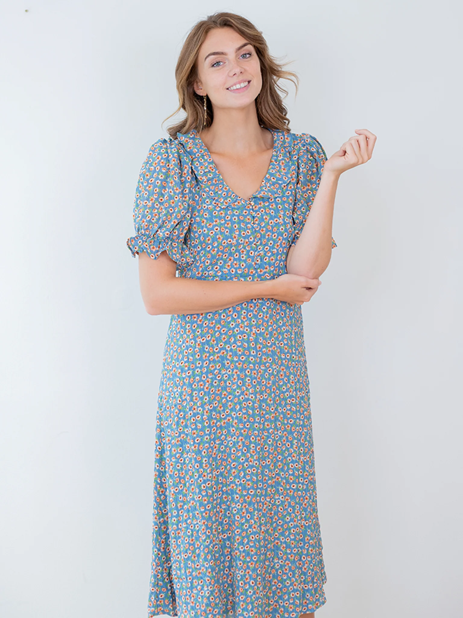 Vestido de canela - Blue Floral