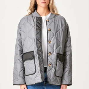 Chaqueta acolchada con bloques - Gris/Negro