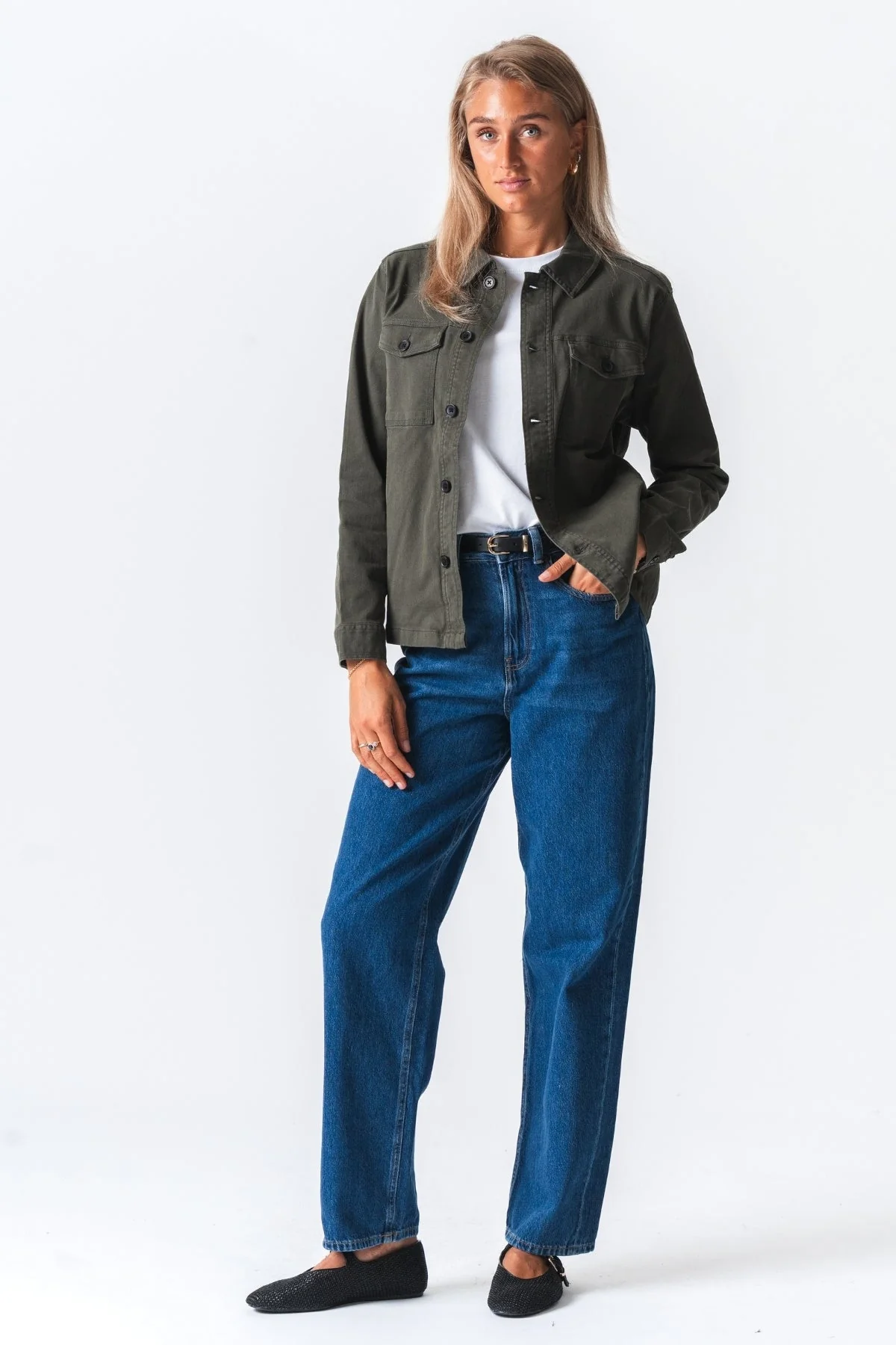 Overshirt de sarga - Oliva oscura - Imagen 4