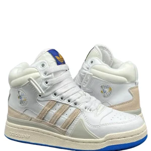 N372O Adidas forum bota blanco beige suela azul