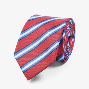 Corbata - Borgoña - Rayas Azul/Blanco