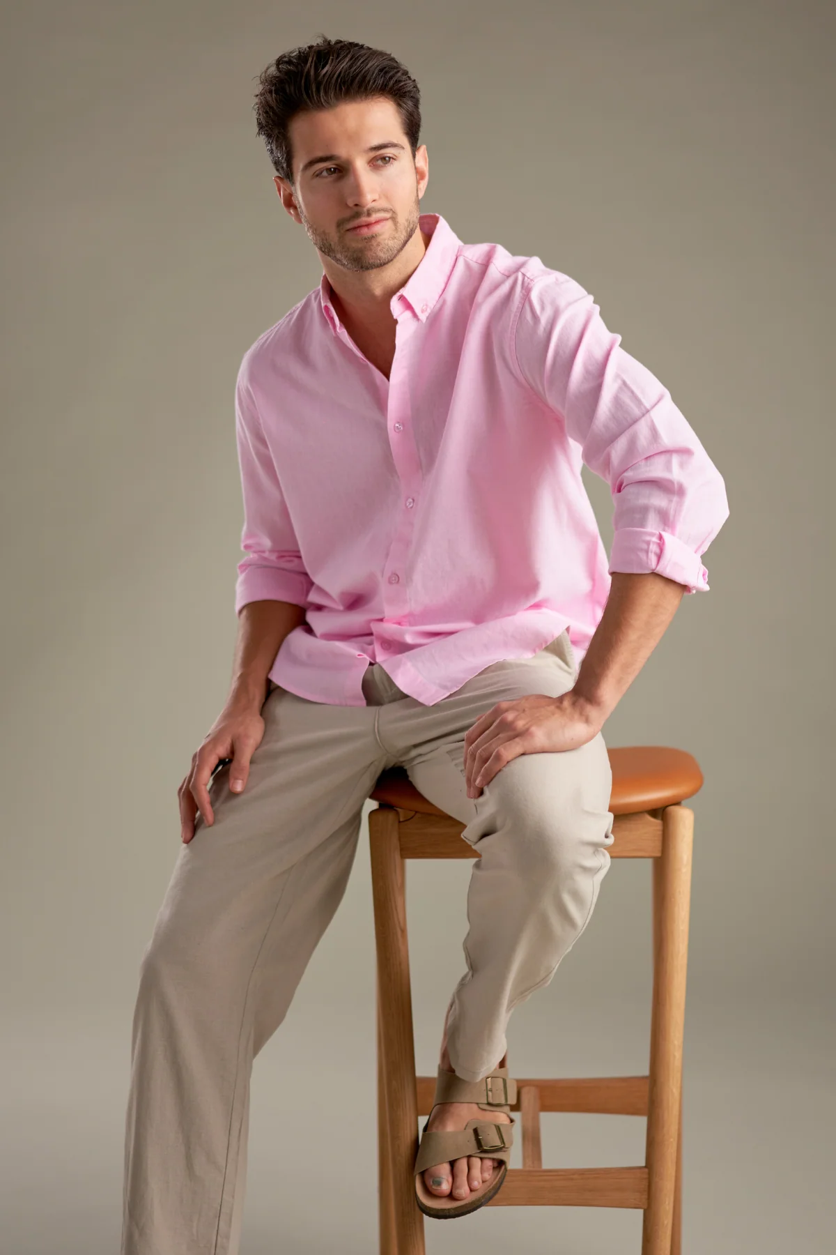 Camisa de Lino - Rojo Claro - Imagen 3