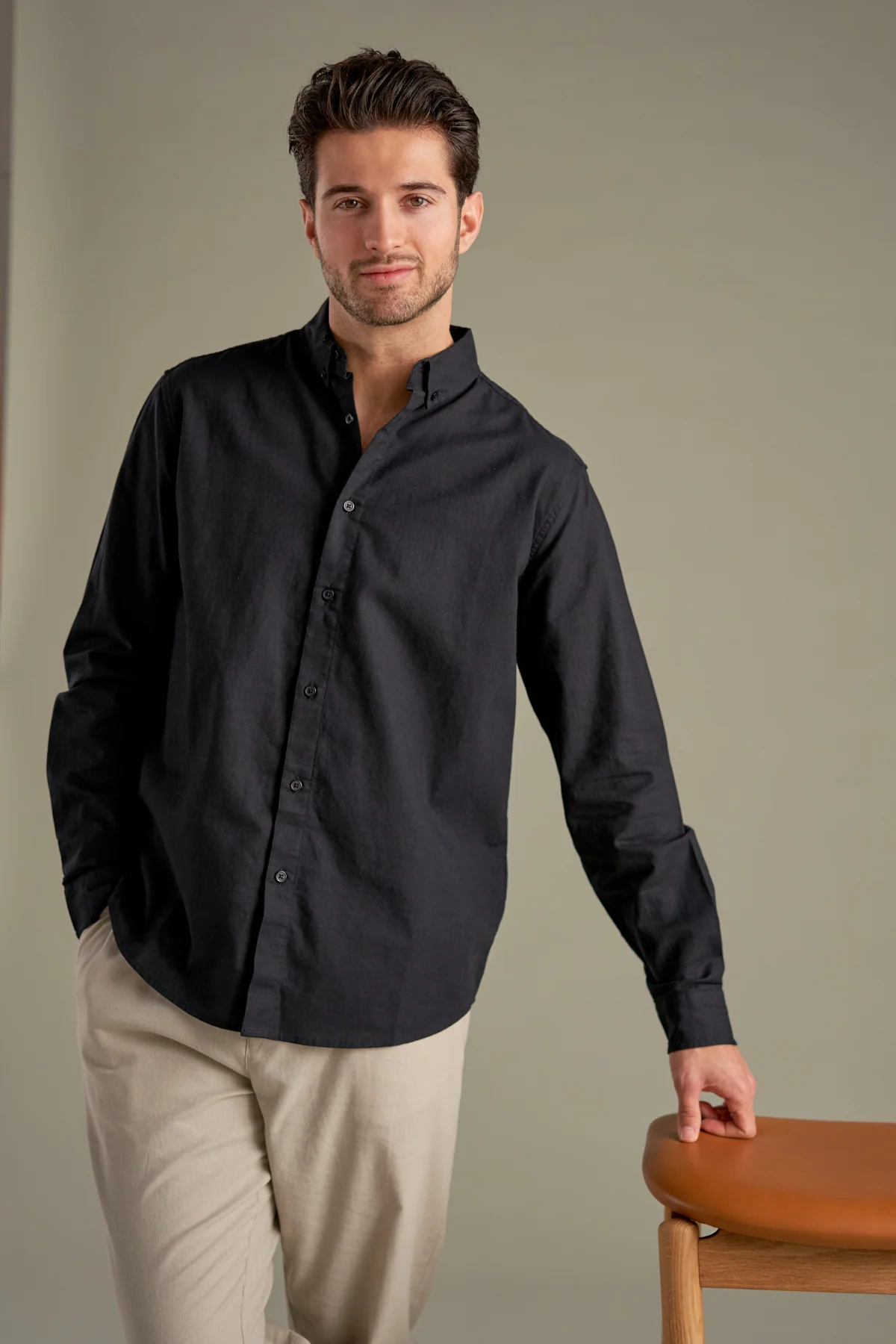 Camisa de lino - Negro - Imagen 4