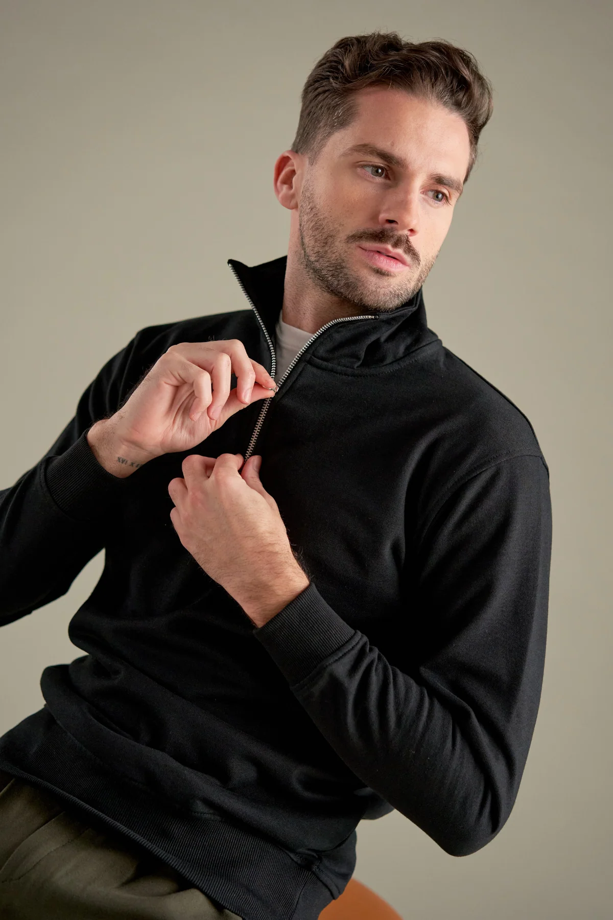 Sudadera media zip - negro - Imagen 3