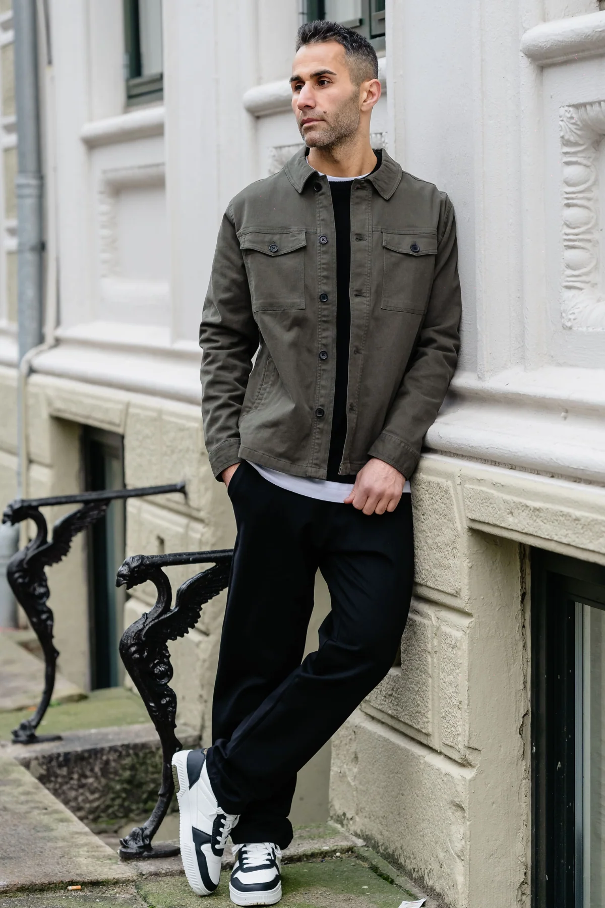 Overshirt de sarga - Oliva oscura - Imagen 6