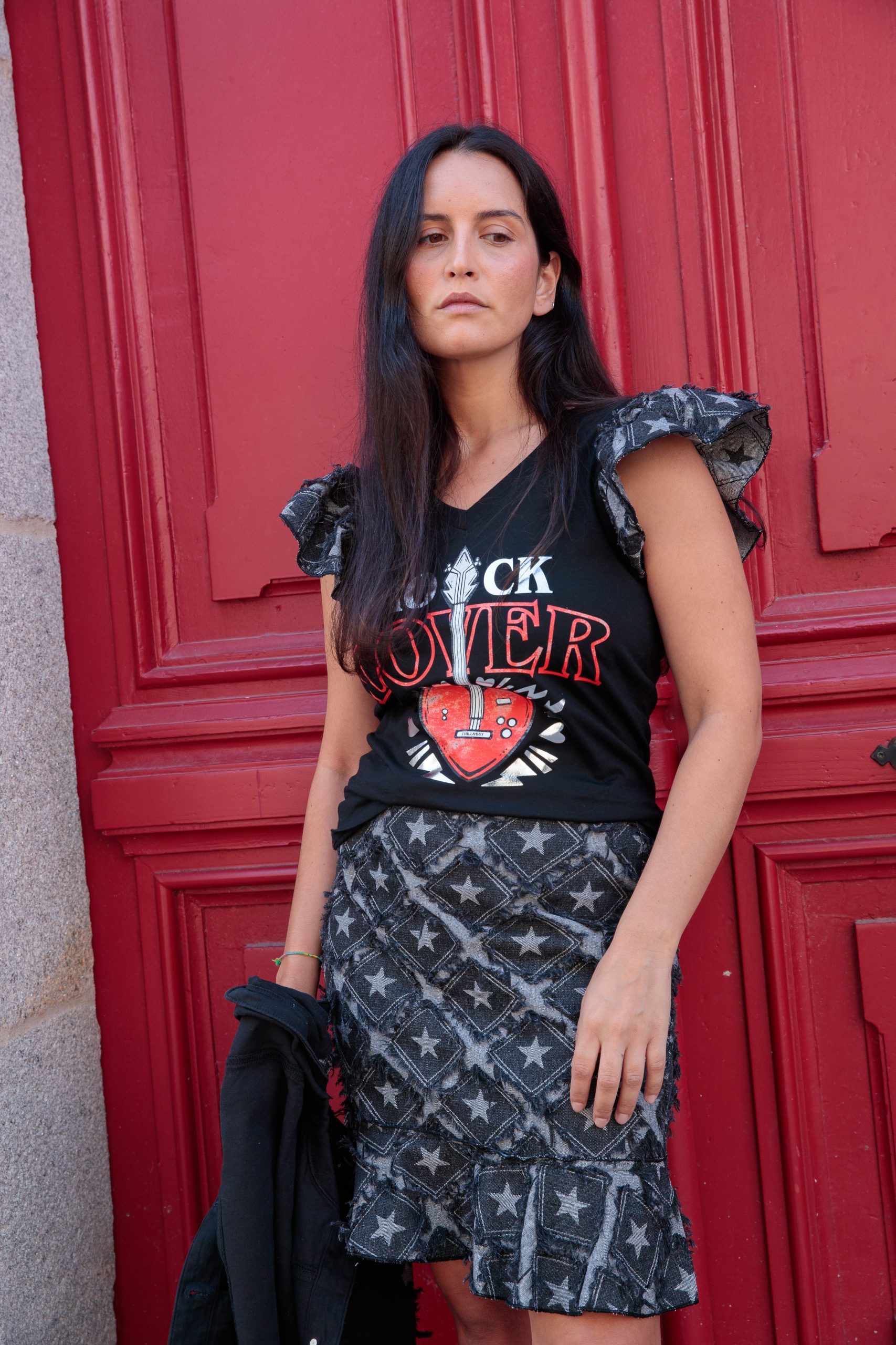 Falda Denim Star Negro - Imagen 3