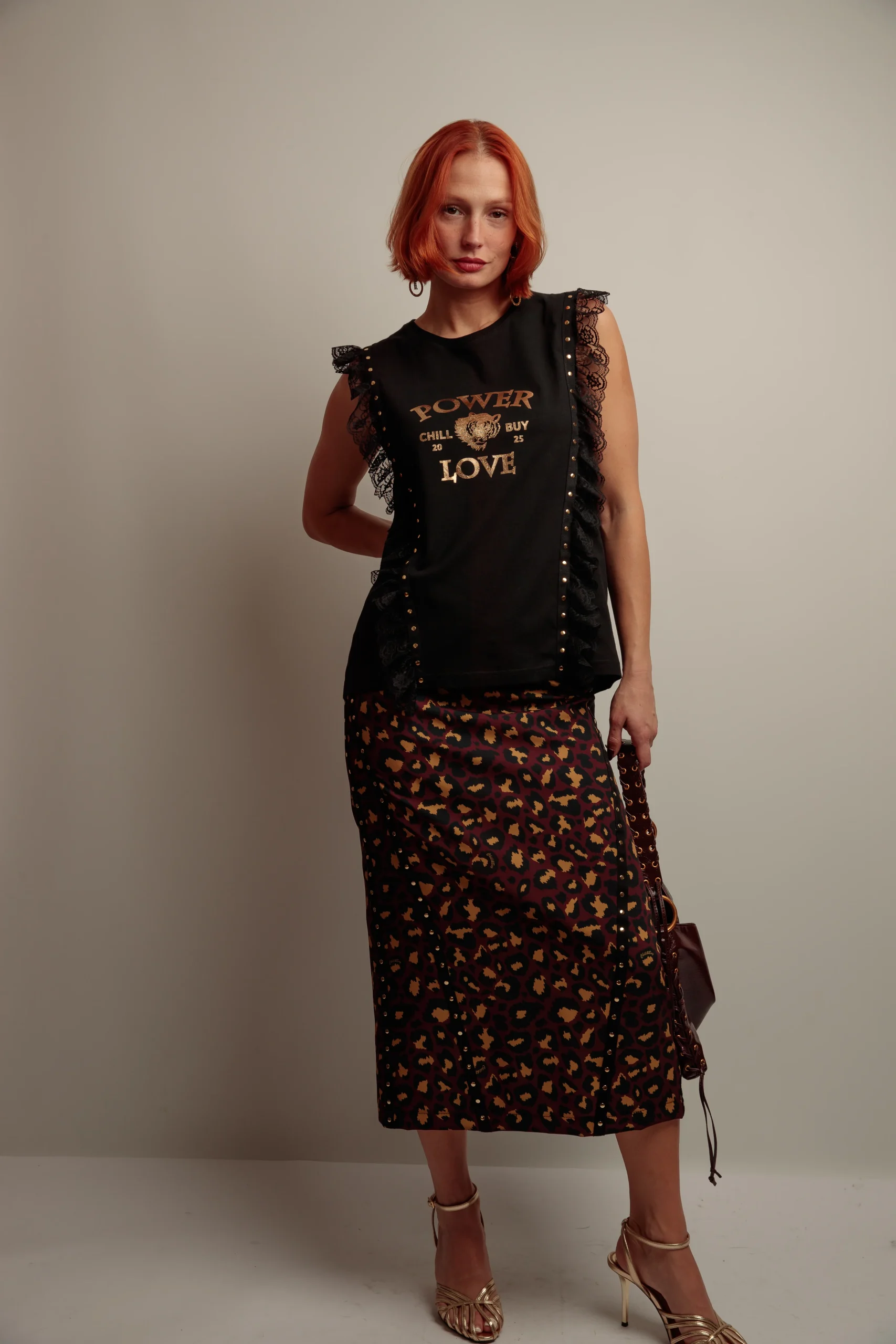 Falda Tachas Print Star