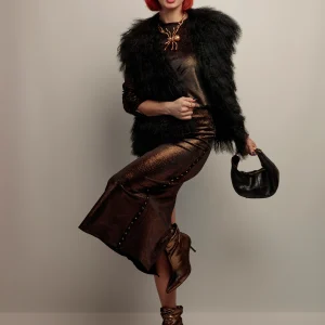 Falda Tachas Terciopelo Negro